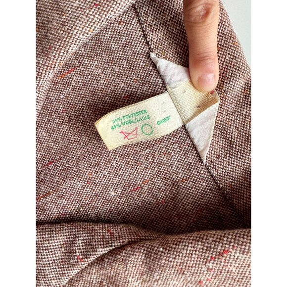 Vintage DON PARKER Taupe Brown Wool Blend Slubbed Tweed Jacket, Size L - Picture 10 of 11